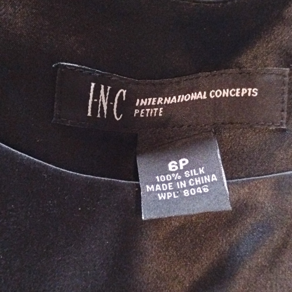 INC International Concepts Woman's Black 100% Silk Blouse, Size: 6P - Picture 5 of 11